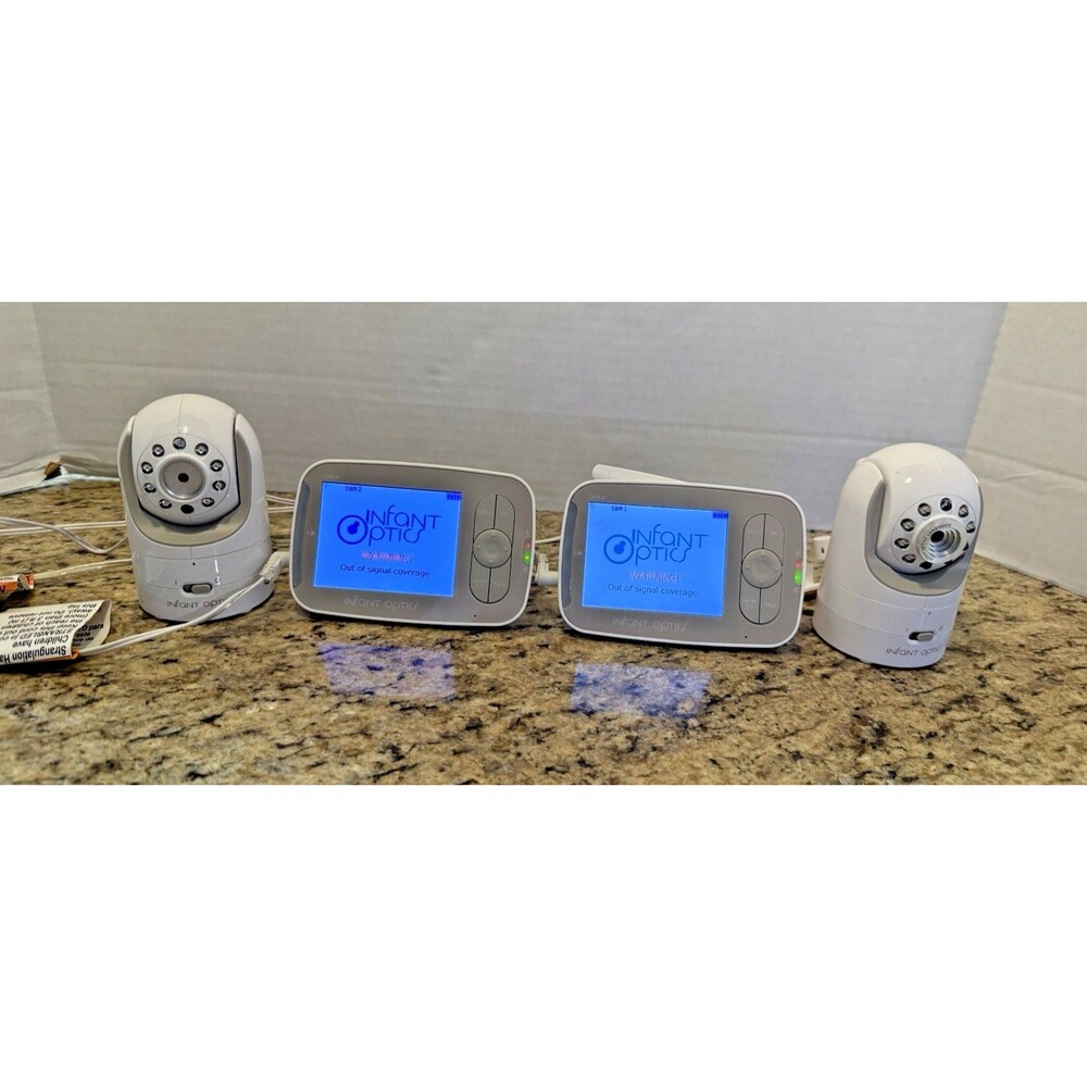 Infant Optics DXR-8 Video Baby Monitor 3.5" (2), Cameras (2), Charger (4) Tested